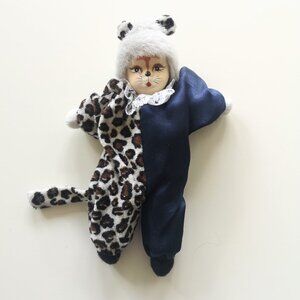 VINTAGE Cat Clown Half Blue Half Cheetah Doll